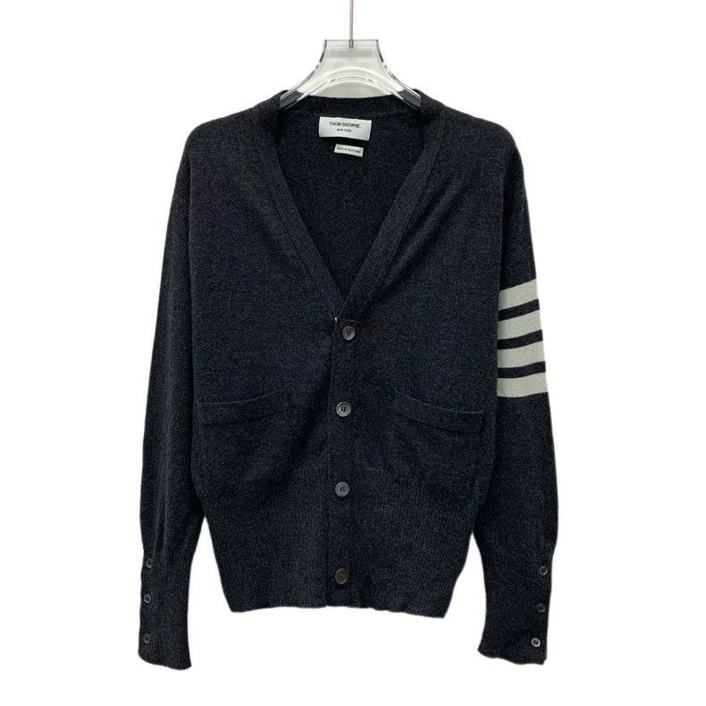 Thom Browne Thom browne Size1 Dark gray classic four-bar cashmere V-nec Size S / US 4 / IT 40 - 1 Thumbnail