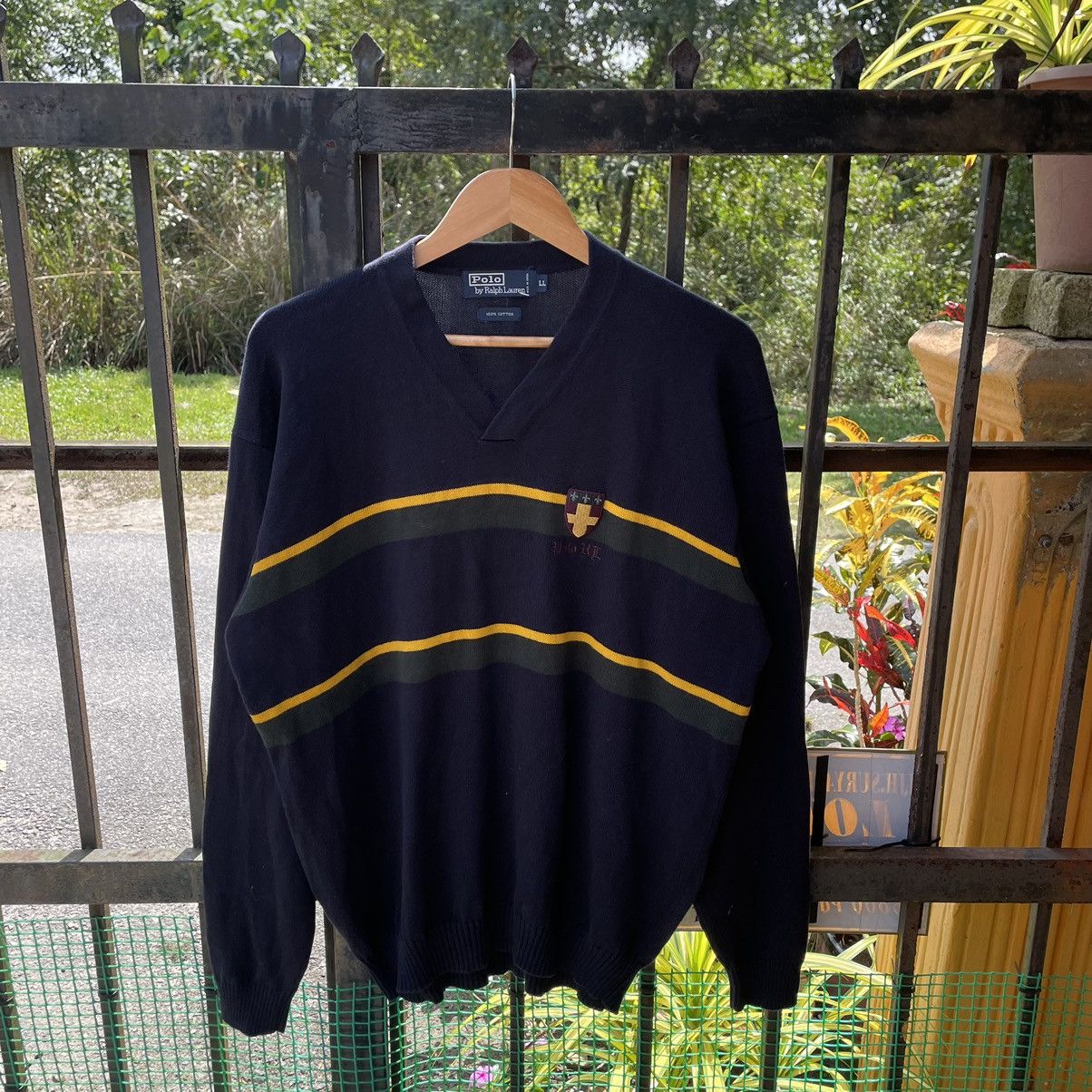 Polo Ralph Lauren × Ralph Lauren × Vintage 🔥Vintage Polo Ralph Lauren Center Striped Pullover Knitwear Size US L / EU 52-54 / 3 - 1 Thumbnail