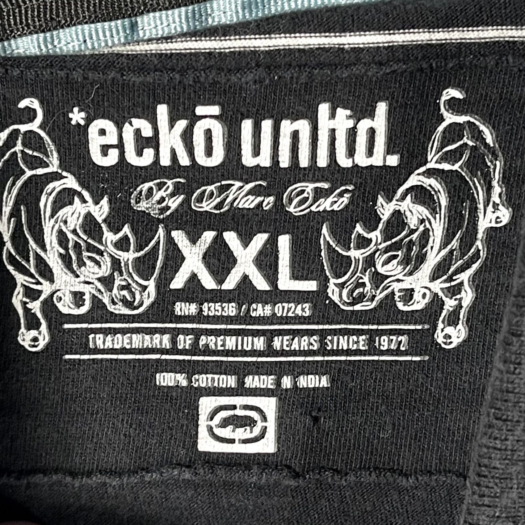 Ecko Unltd. Ecko Unltd Polo Shirt Mens 2XL Blue White Striped Rhino Logo Cotton Short Sleeve Size US XXL / EU 58 / 5 - 6 Thumbnail