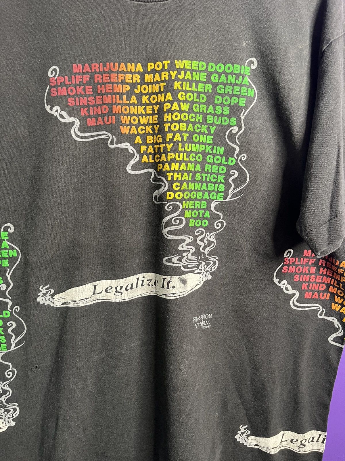 Fashion Victim × Vintage Vintage 1992 Fashion victim weed names AOP t-shirt Size US XL / EU 56 / 4 - 3 Thumbnail
