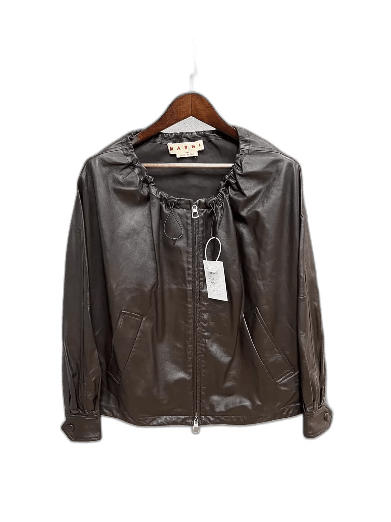 Marni Marni Leather Wrinkled Jacket Size 36-yf Size US S / EU 44-46 / 1 - 1 Thumbnail