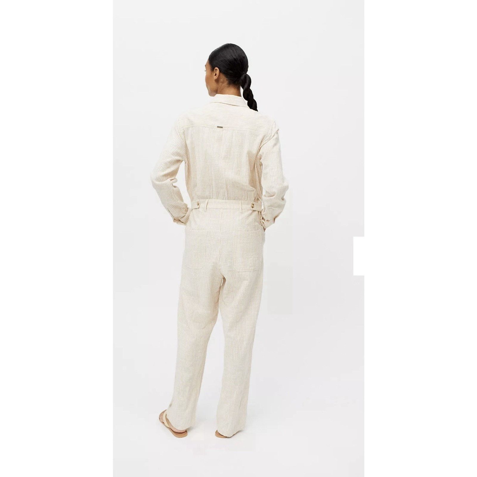 Billabong Billabong Dare Me Coverall Jumpsuit Sz M Seersucker EUC Size 32" / US 10 / IT 46 - 2 Thumbnail