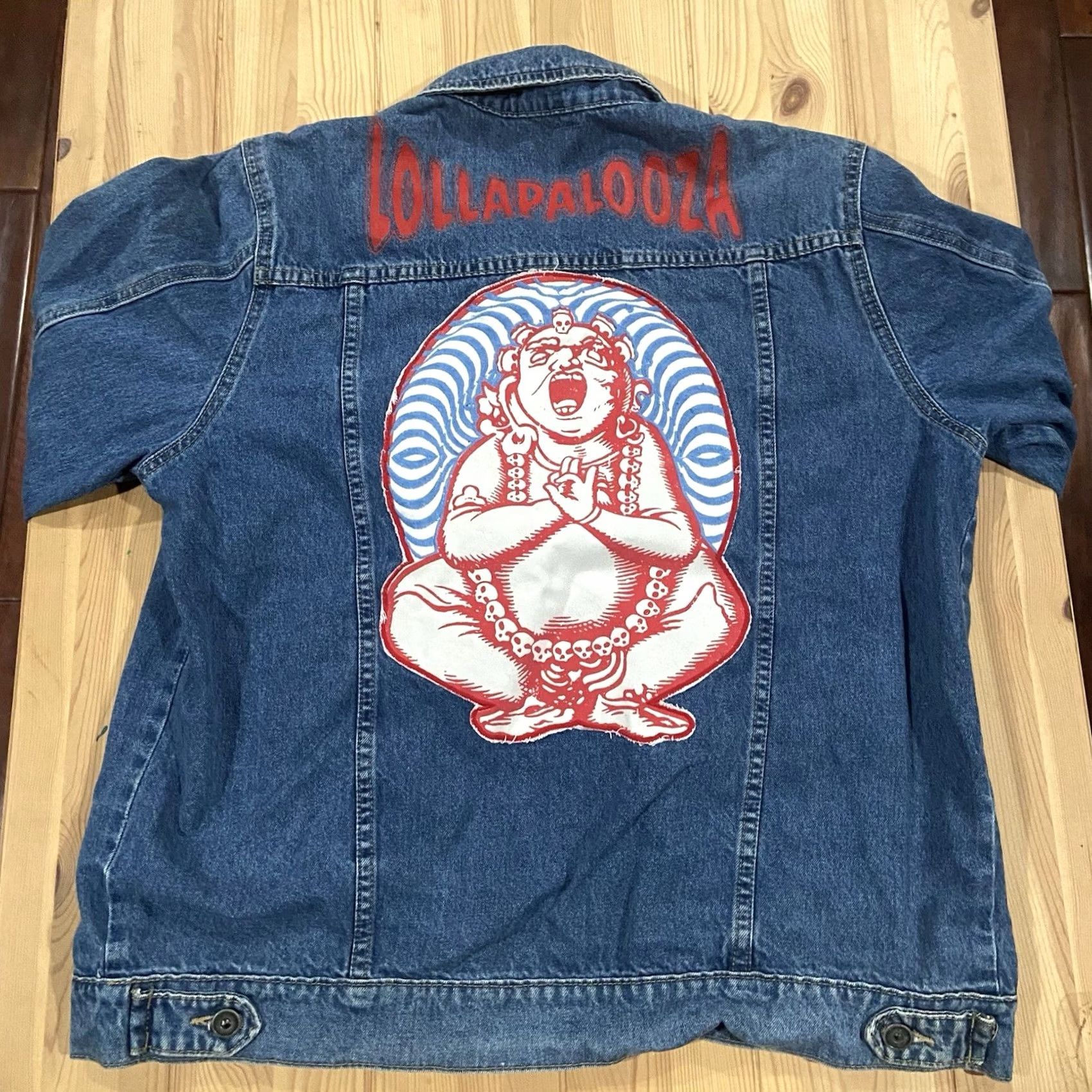 Denime STRATA Lolla Lollapalooza Denim Jacket Size M Women Embroidered Button Blue Size 32" / US 10 / IT 46 - 7 Thumbnail