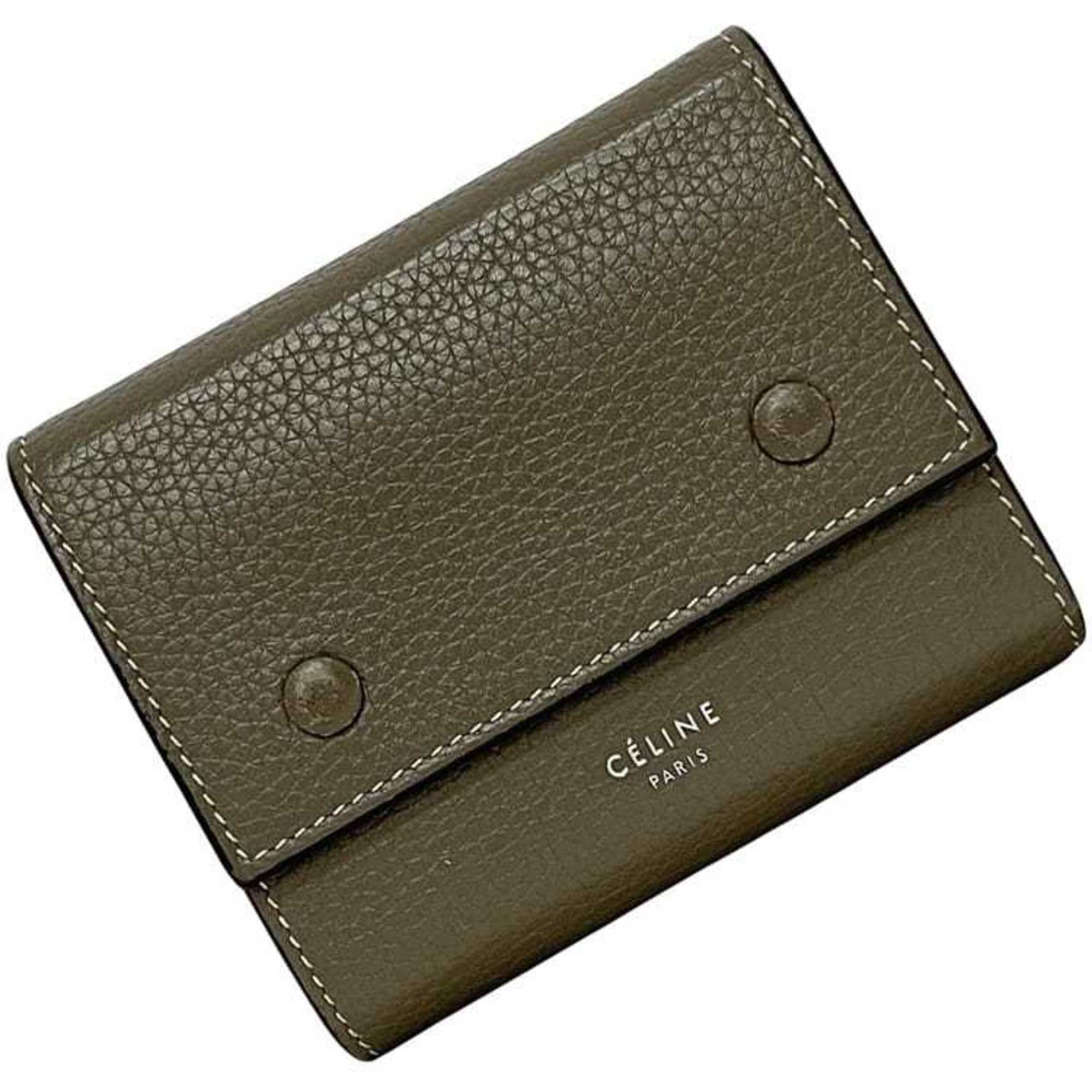Celine Celine Small Trifold Wallet ec-24531 Gray/Yellow 104903XFL.09SO Folding Leather U-PG-0197 CELINE Compact Mini Gray Women's/Men's Size ONE SIZE - 1 Thumbnail