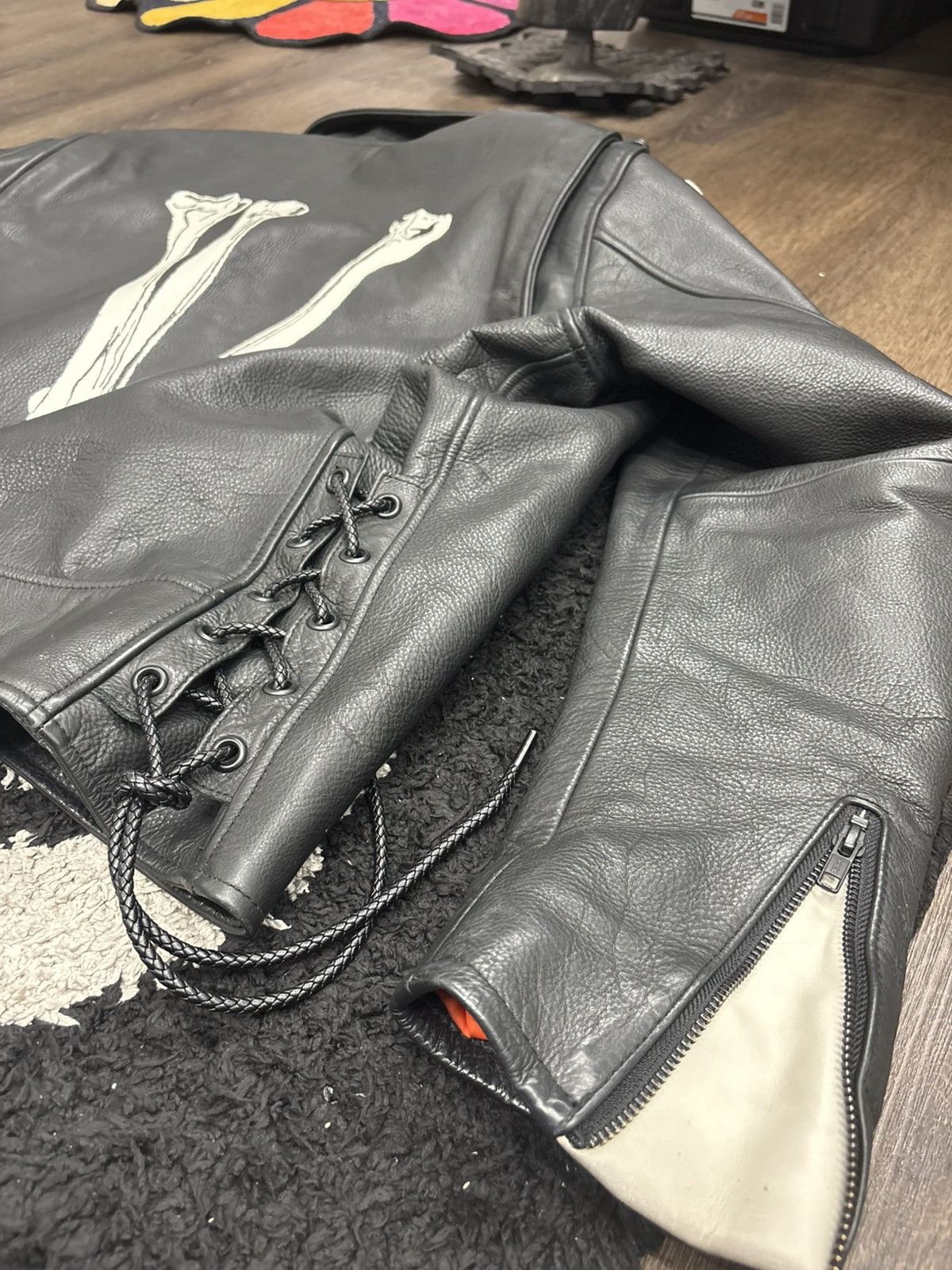 Neighborhood × Vlone Vlone X Neighborhood Leather Skeleton Biker Jacket Size US XL / EU 56 / 4 - 7 Thumbnail