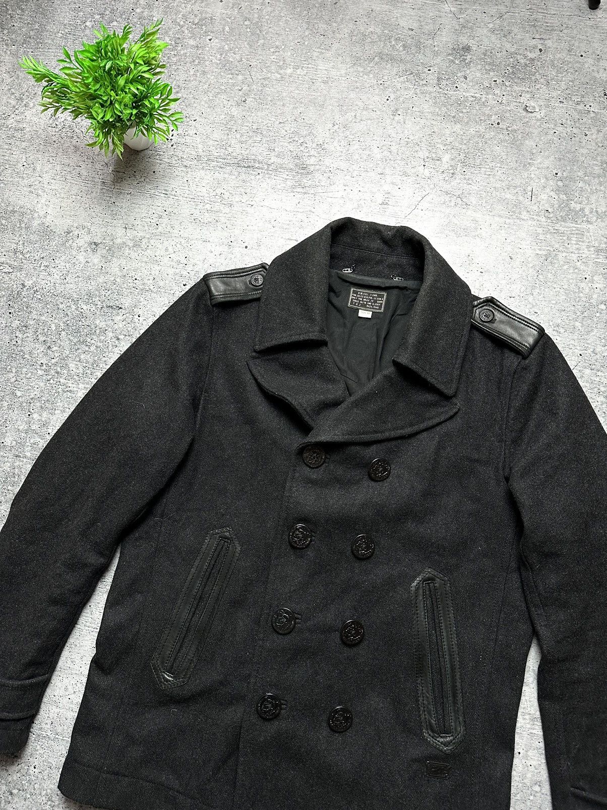 Diesel Vintage Diesel Wool Double Breasted Leather Insert Pea Coat Size US XL / EU 56 / 4 - 3 Thumbnail