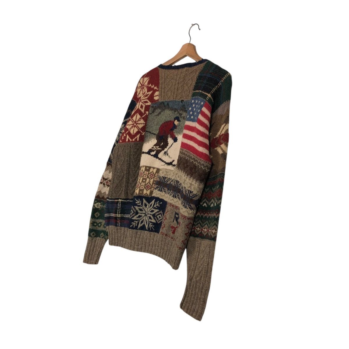 🔥VINTAGE POLO RALPH LAUREN SKI WOOL LINEN HAND KNIT SWEATER