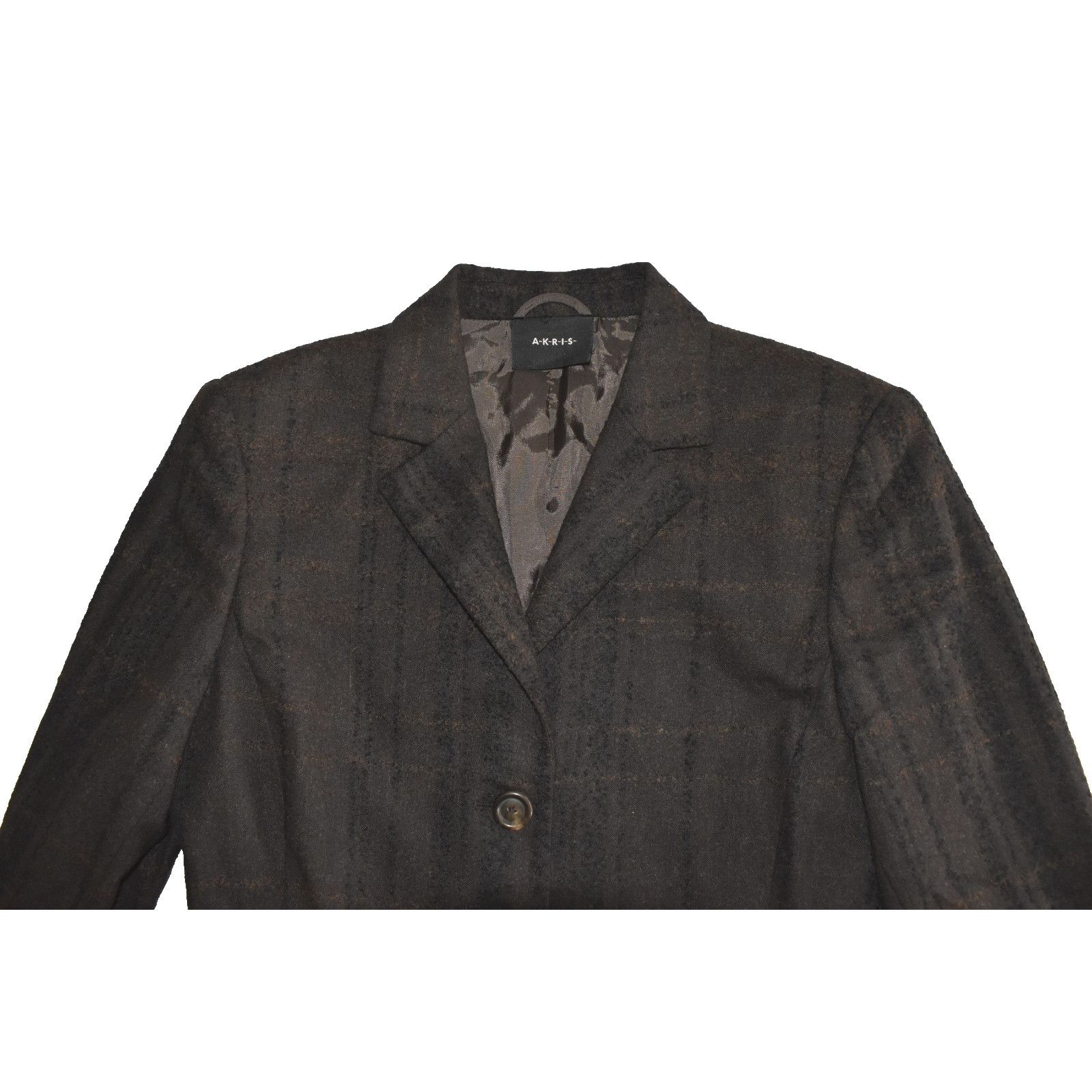 Akris AKRIS Brown Wool Check Pattern Four Button Jacket Size US 6 Size M / US 6-8 / IT 42-44 - 4 Thumbnail