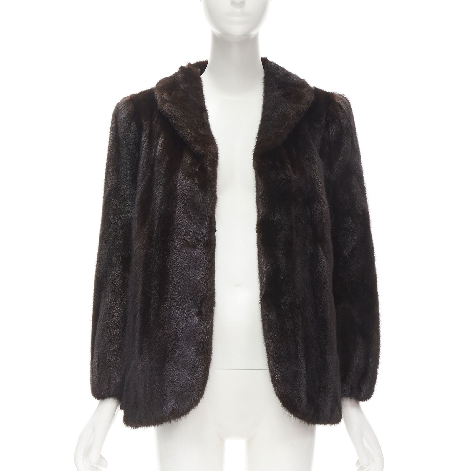 image of Siberian Fur Store Hong Kong Fur Dark Brown Short Shawl Collar Short Jacket S, Women's (Size Small)