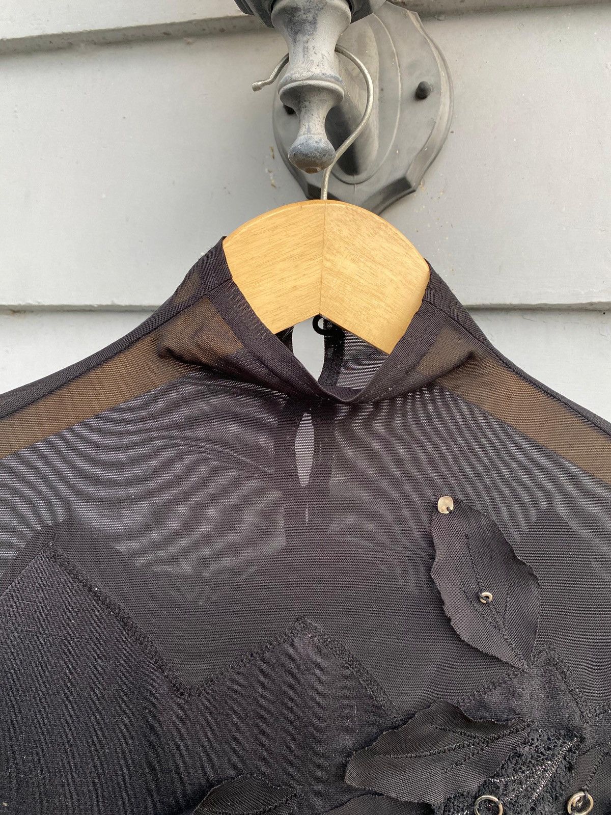 Japanese Brand Paola Dark Romantic Mesh Top Japan Leaves & Embellishments Size S / US 4 / IT 40 - 3 Thumbnail