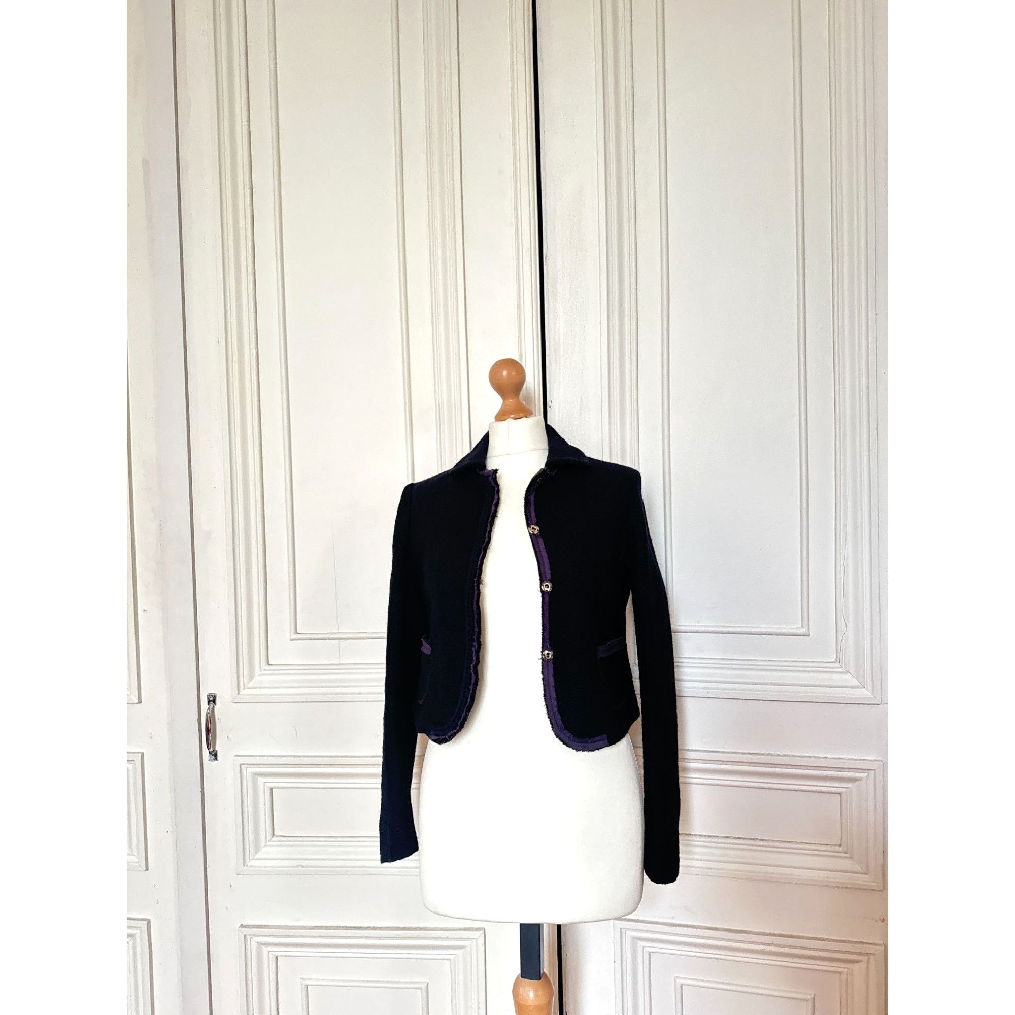 Miu Miu Black Wool Jacket Size S / US 4 / IT 40 - 1 Thumbnail