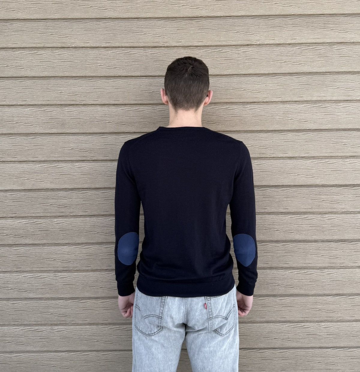 Suitsupply Suitsupply Mens M Merino Wool V Neck Sweater Pullover Navy Size US M / EU 48-50 / 2 - 2 Thumbnail