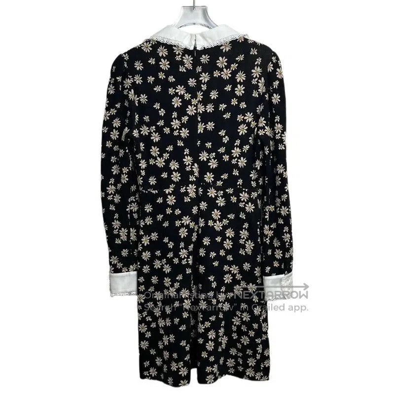 Miu Miu Miu Miu Black Cotton Dress with Floral Print . Size S / US 4 / IT 40 - 2 Thumbnail