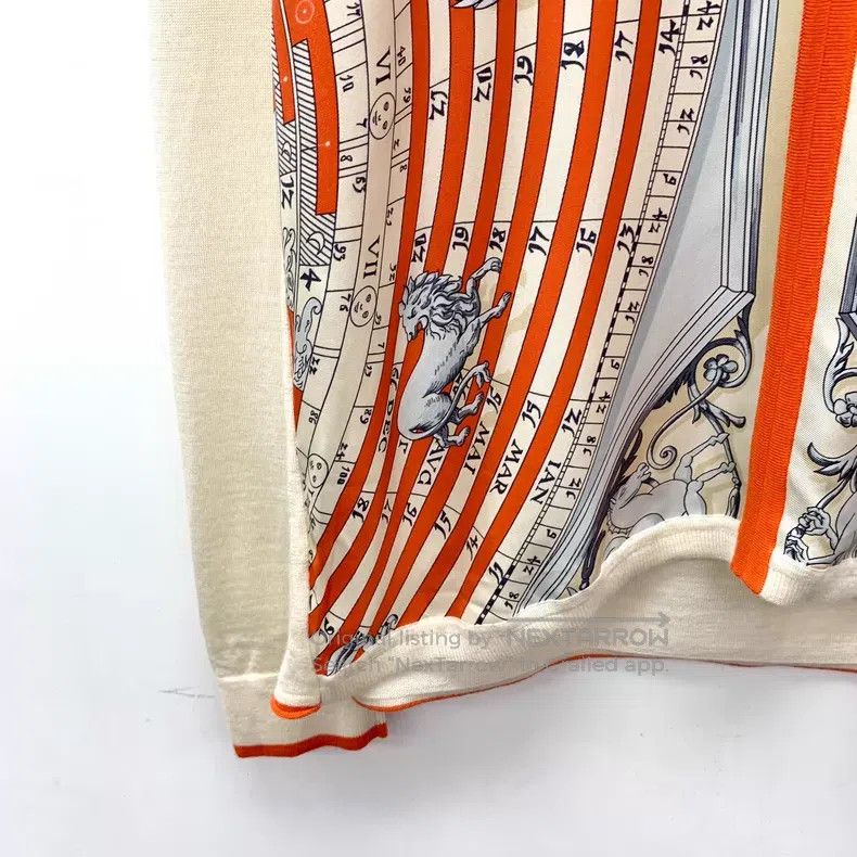 Hermes Hermes Bicolor Silk Compass Printed Cashmere V-Neck Long S Size XS / US 0-2 / IT 36-38 - 4 Thumbnail
