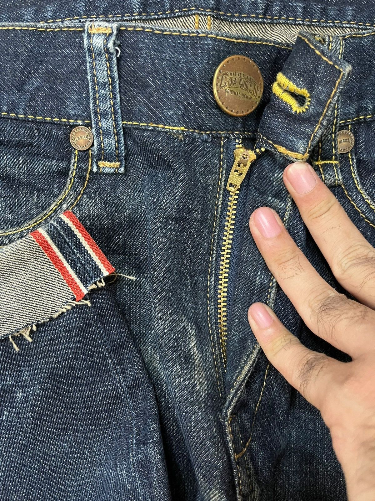 Japanese Brand Vintage Japanese Brand Selvedge Rusty Wash Baggy Jeans Size US 35 - 4 Thumbnail