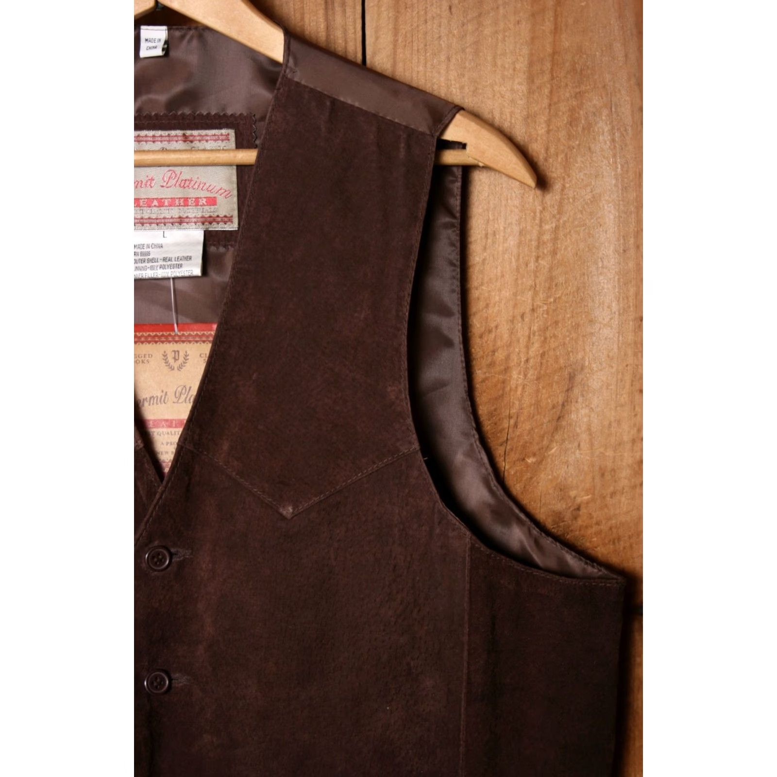 Vintage VINTAGE Permit Platinum Vest Shirt Mens L Brown Suede Satin Back Waistcoat Gilet Modern Western Style 90s Mens? Size US L / EU 52-54 / 3 - 2 Thumbnail
