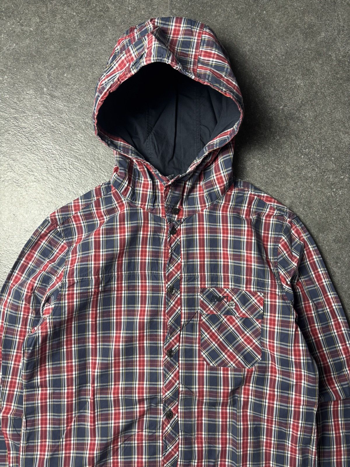 Giorgio Armani 2000s Armani Jeans Plaid Button Up with Hoodie Size US S / EU 44-46 / 1 - 2 Thumbnail
