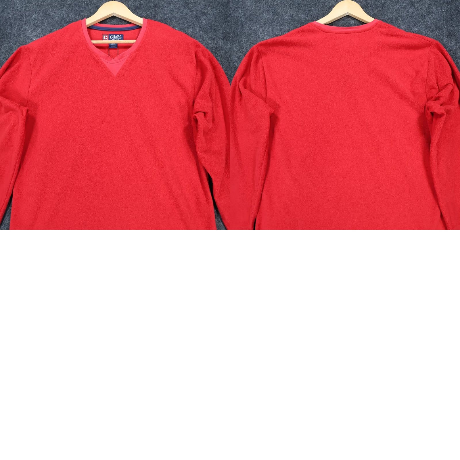 Chaps Chaps Fleece Pullover Mens Large Red V-Neck Long Sleeve Solid Size US L / EU 52-54 / 3 - 8 Thumbnail