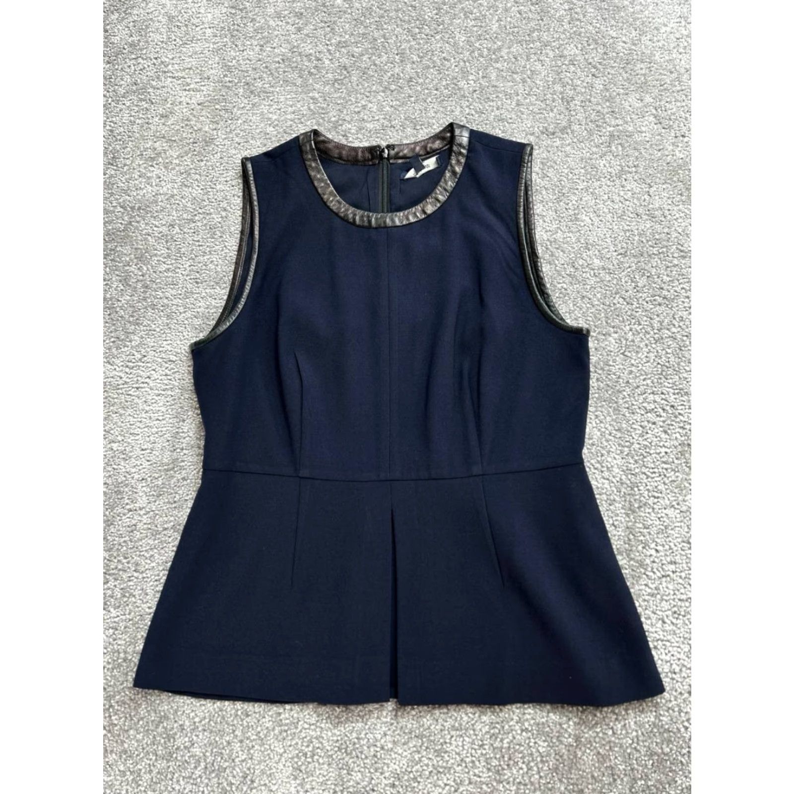 Madewell Madewell Dress Womens 6 Fit & Flare Sleeveless Blue Leather Detail Zip Back Casual Party/Cocktail Short Dress Womens Size M / US 6-8 / IT 42-44 - 2 Thumbnail