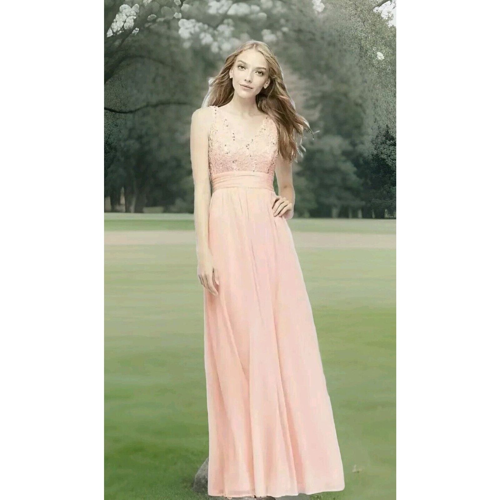 Zara Lulus David's Bridal High Neck Formal Bridesmaid Dress Pink Size S / US 4 / IT 40 - 19 Thumbnail