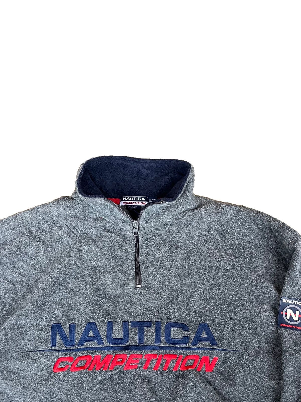 Nautica × Vintage Vintage 90s Nautica Grey Fleece Size US XL / EU 56 / 4 - 2 Thumbnail