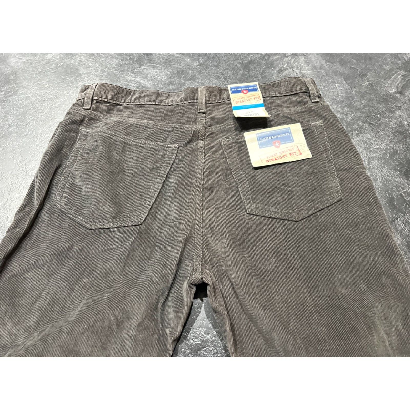 Vintage Saddlebred Mens Corduroy Pants - Flat Front Chino Cotton 36x30 Gray Regular Fit Vintage? No (No) Size US 36 / EU 52 - 6 Thumbnail