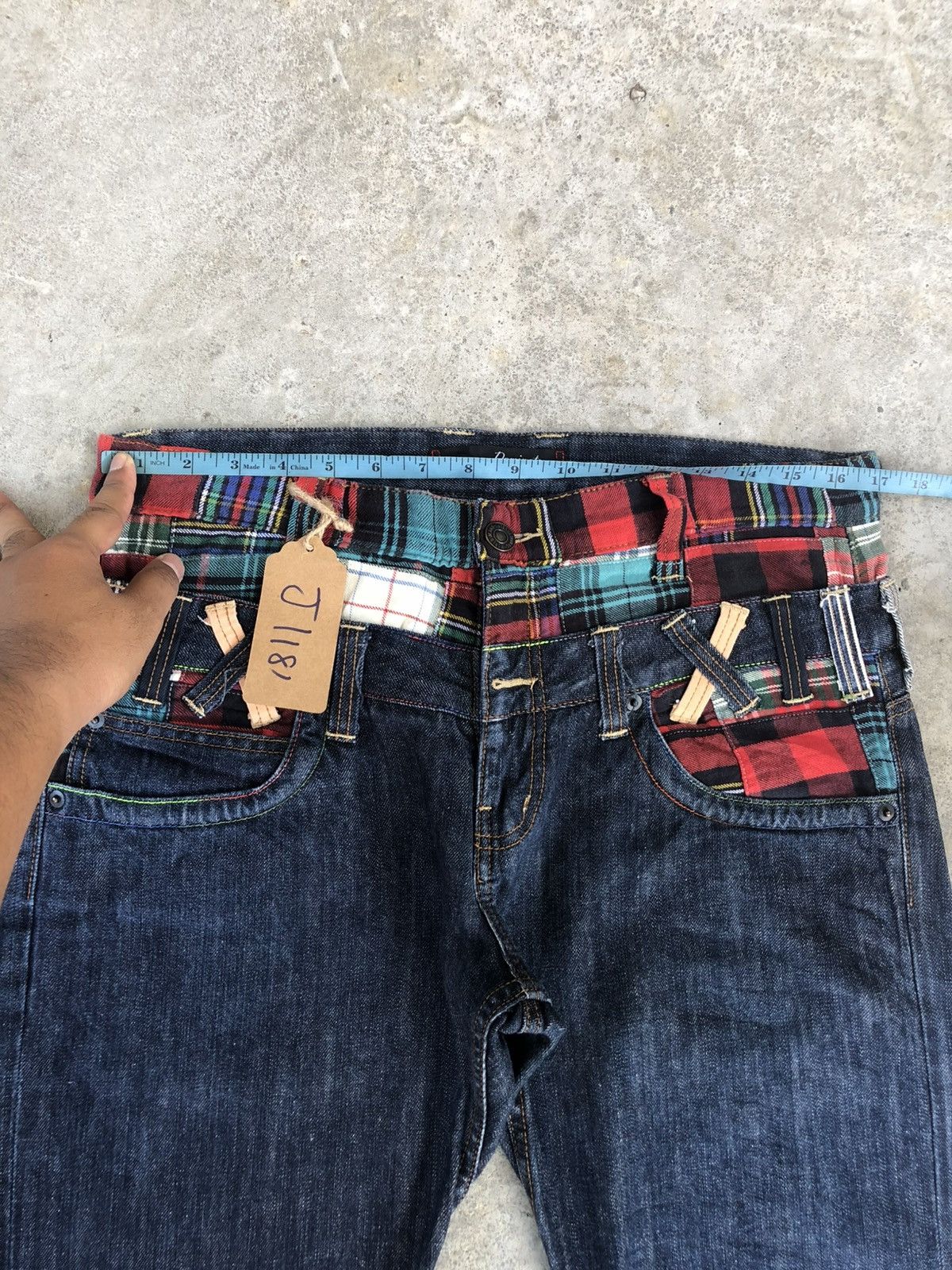 Hysteric Glamour Japanese Dominate Double Waist Embroidered Distressed Jeans Size US 33 - 22 Thumbnail