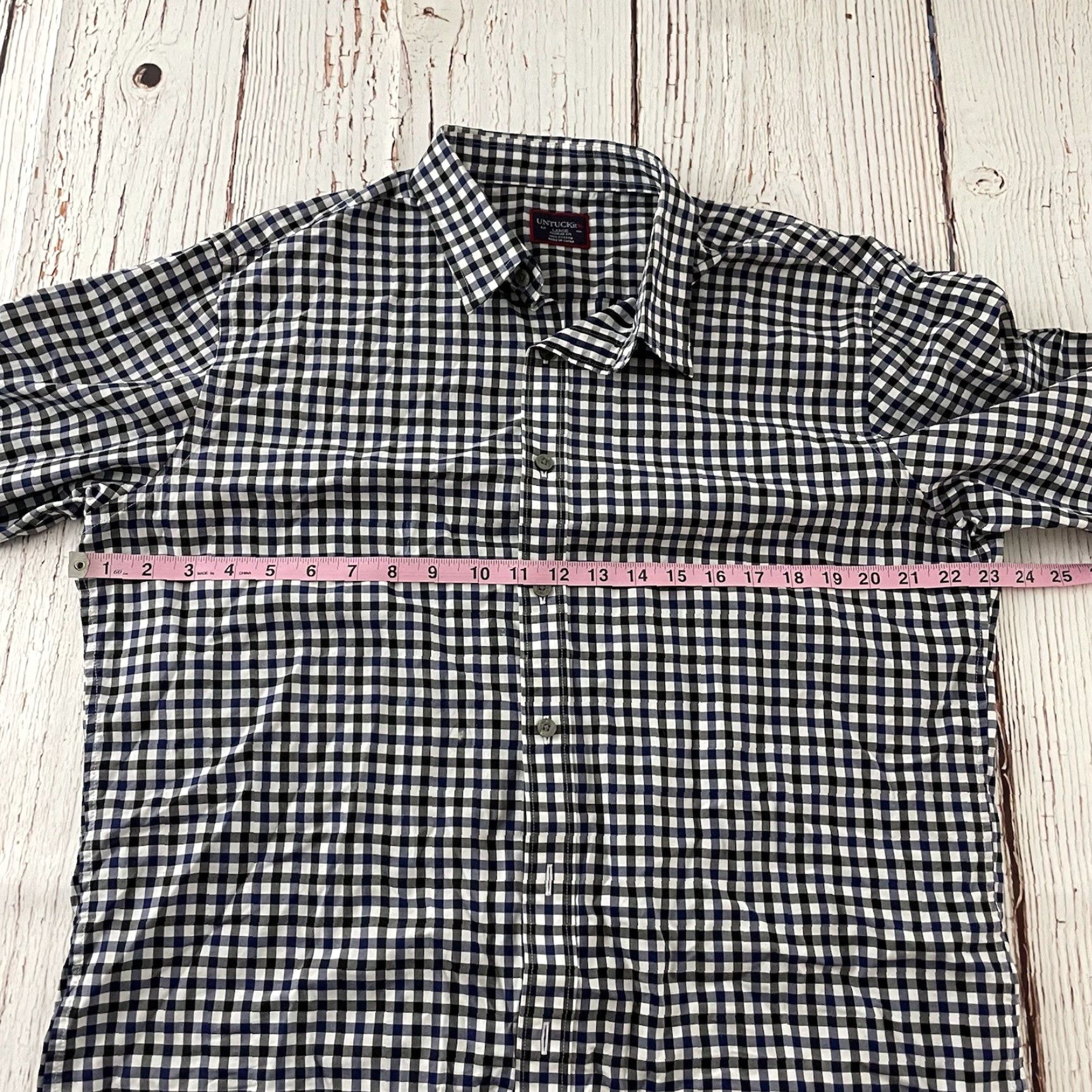 UNTUCKit UNTUCKit Plaid Shirt Men's Large Blue White Long Sleeve Button-Up Regular Fit Size US L / EU 52-54 / 3 - 4 Thumbnail