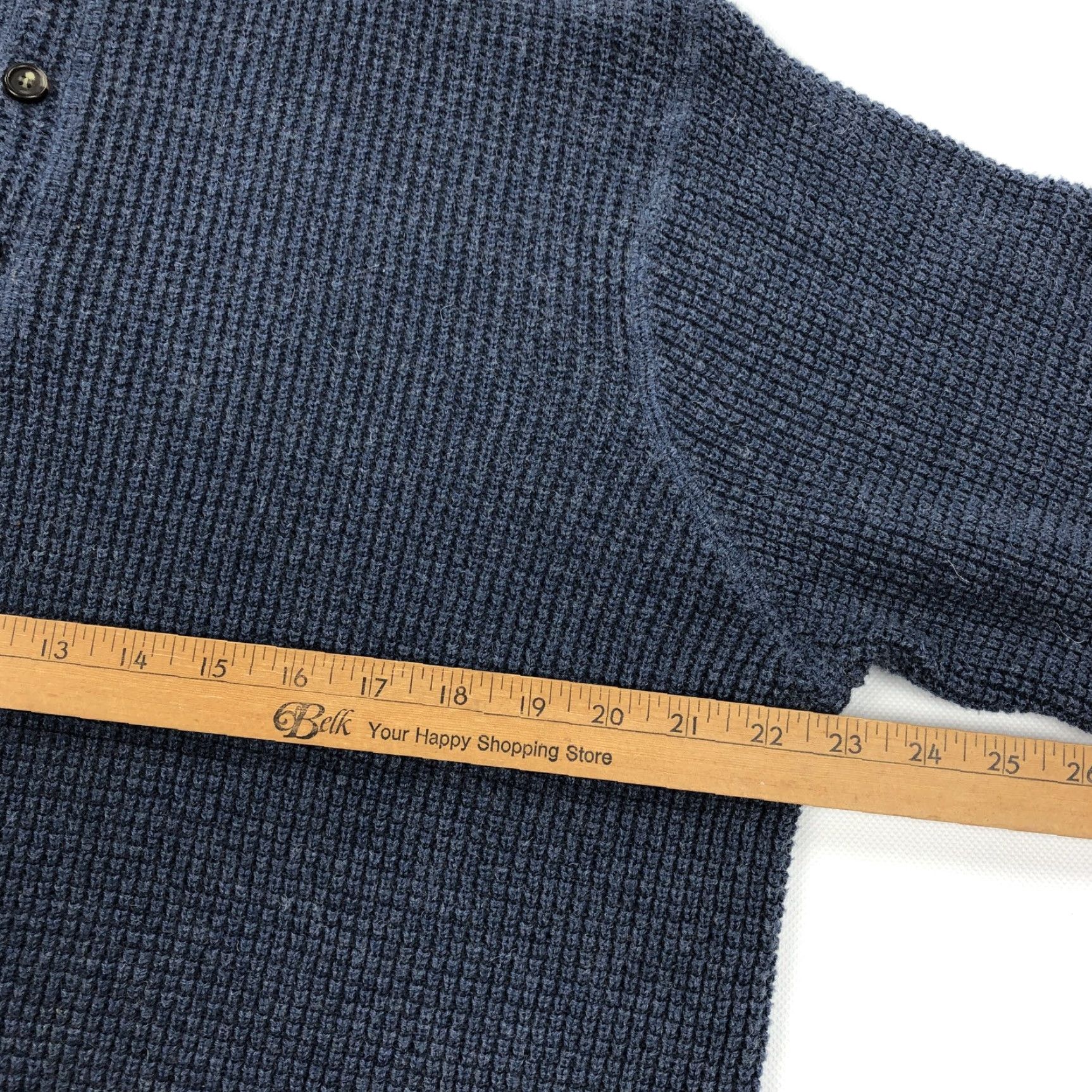 Vintage L.L.Bean Sweater Men XL-Tall Navy Blue Waffle Knit Cotton Wool Henley Pullover Size US XL / EU 56 / 4 - 5 Thumbnail