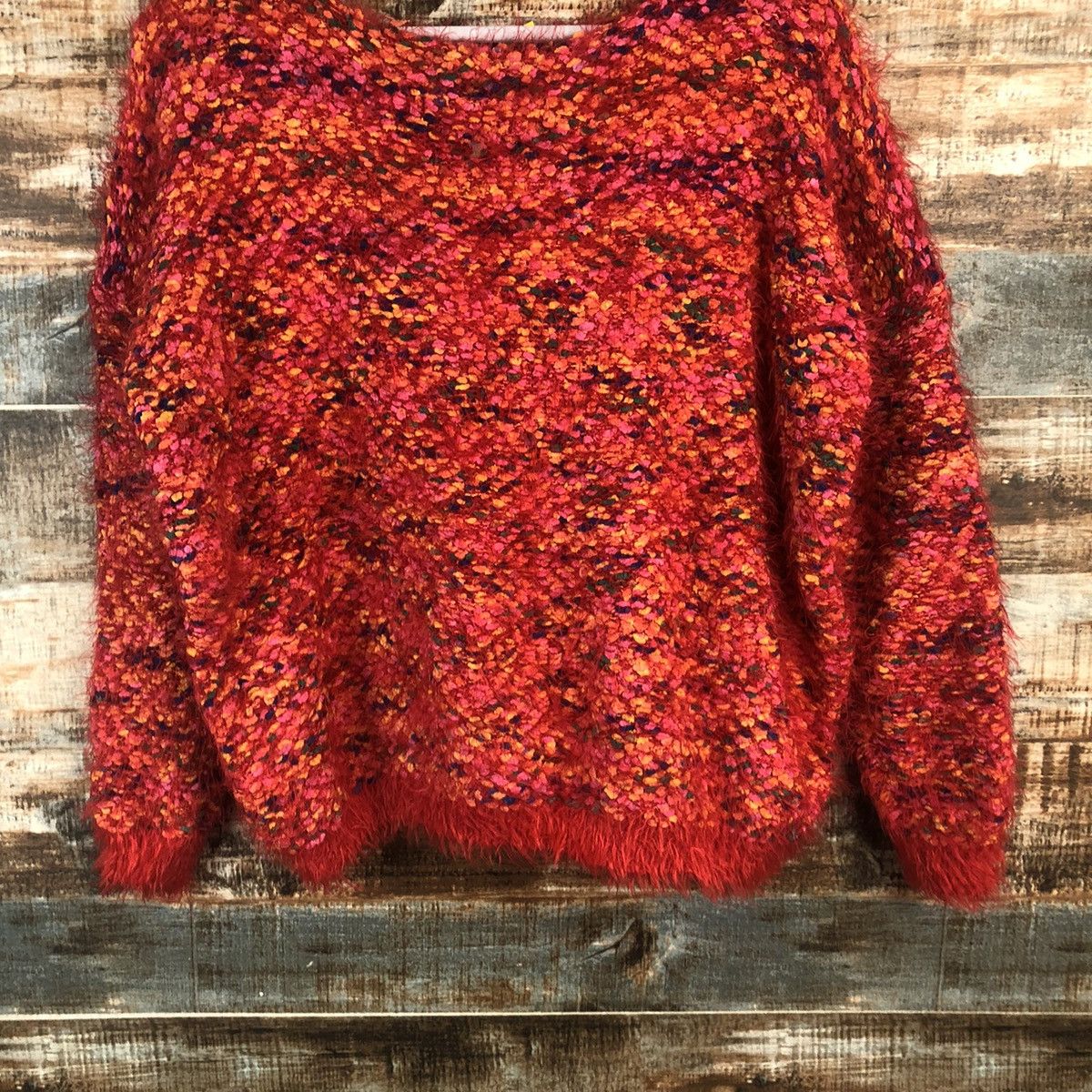 Homespun Knitwear DL Whoo Aa Red Mohair shaggy fur Knitwear #C323 Size M / US 6-8 / IT 42-44 - 3 Thumbnail