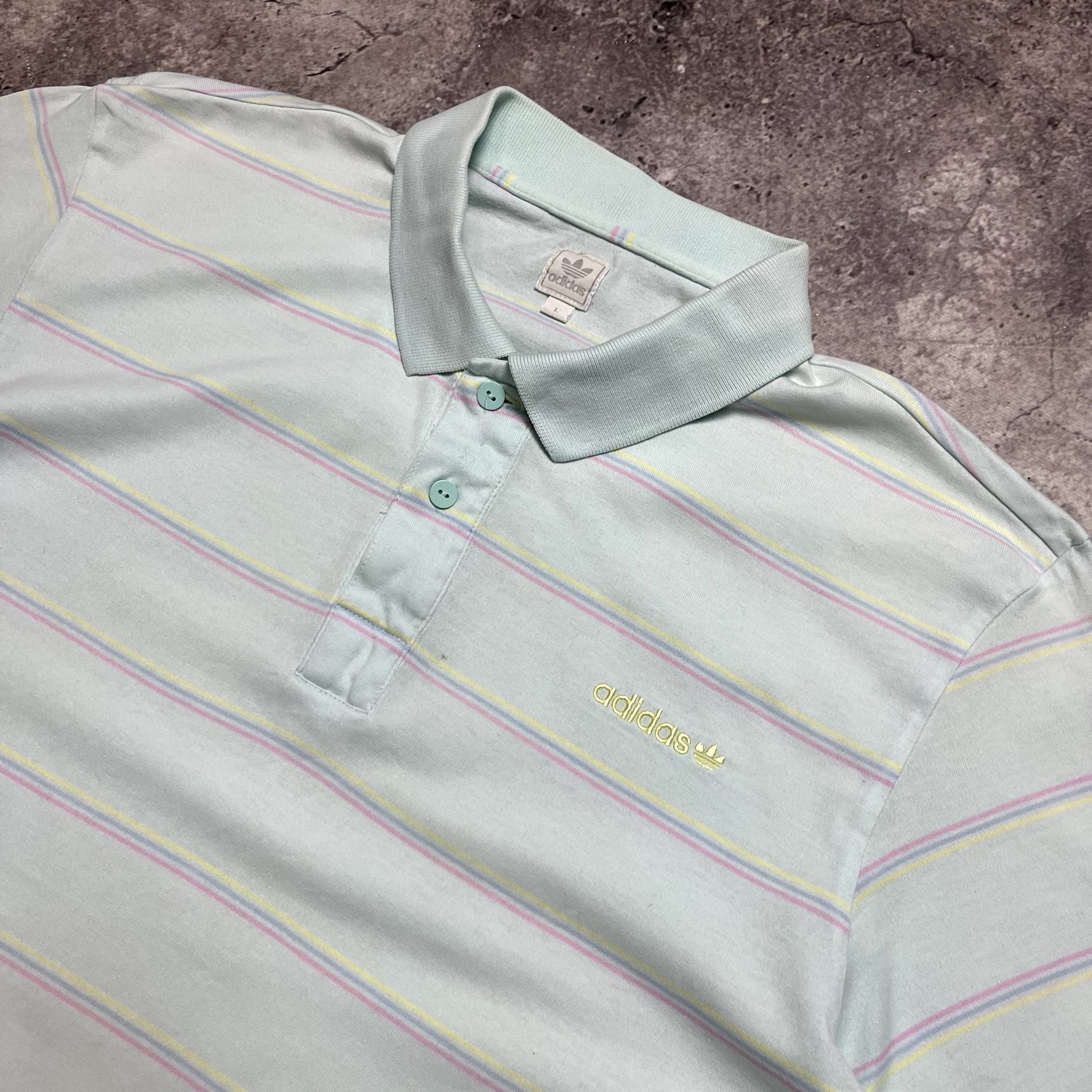 Adidas Y2K Adidas Striped Polo T-Shirt Blue Short Sleeve Size L Size US L / EU 52-54 / 3 - 7 Thumbnail