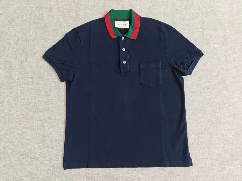 Gucci Gucci Men's Polo Shirt Short Sleeve Dark Blue - dmc Size US L / EU 52-54 / 3 - 1 Thumbnail