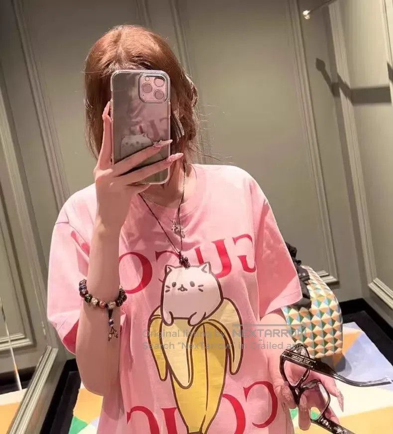 Gucci Gucci Pink banana cat print cotton round-neck short-sleeve Size XS / US 0-2 / IT 36-38 - 8 Thumbnail
