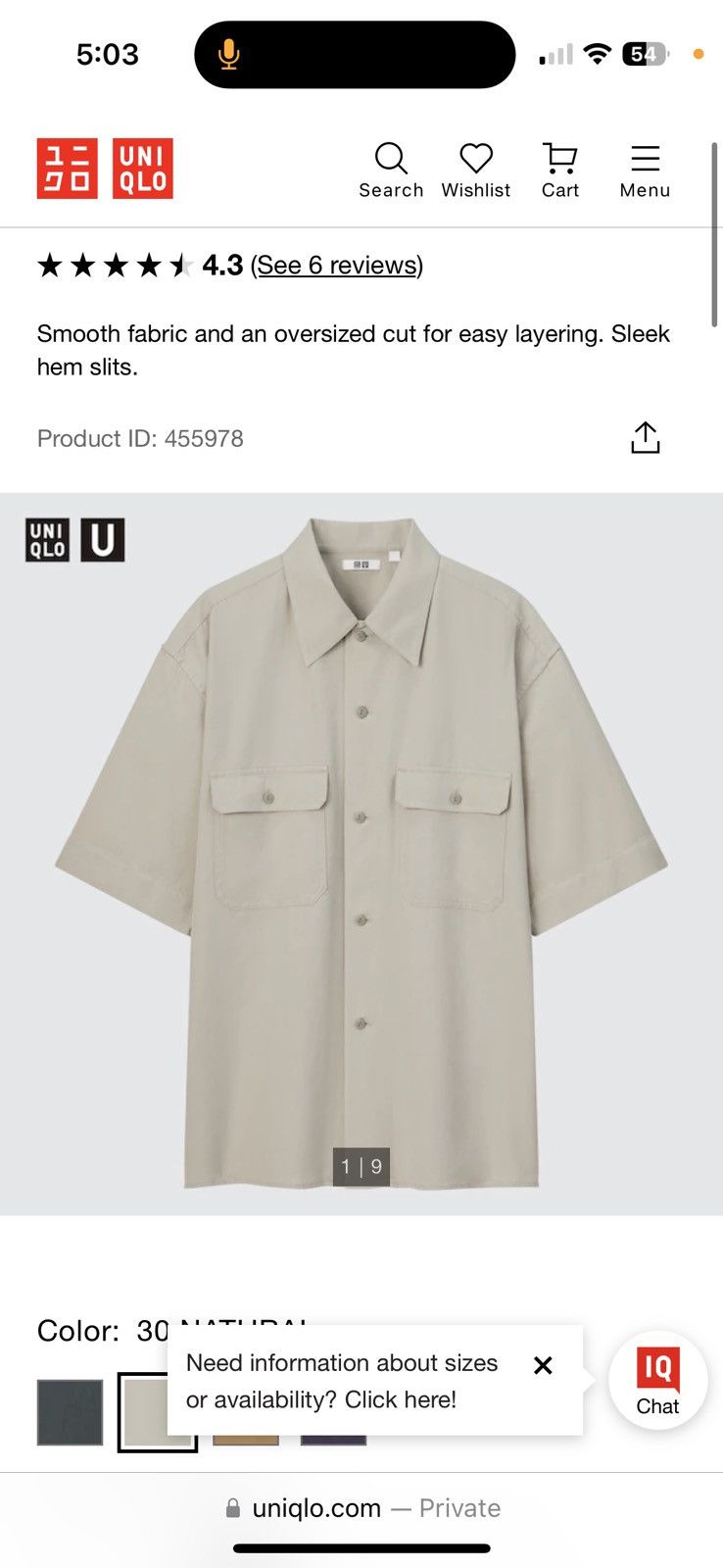 U Oversized Work Short-Sleeve Shirt