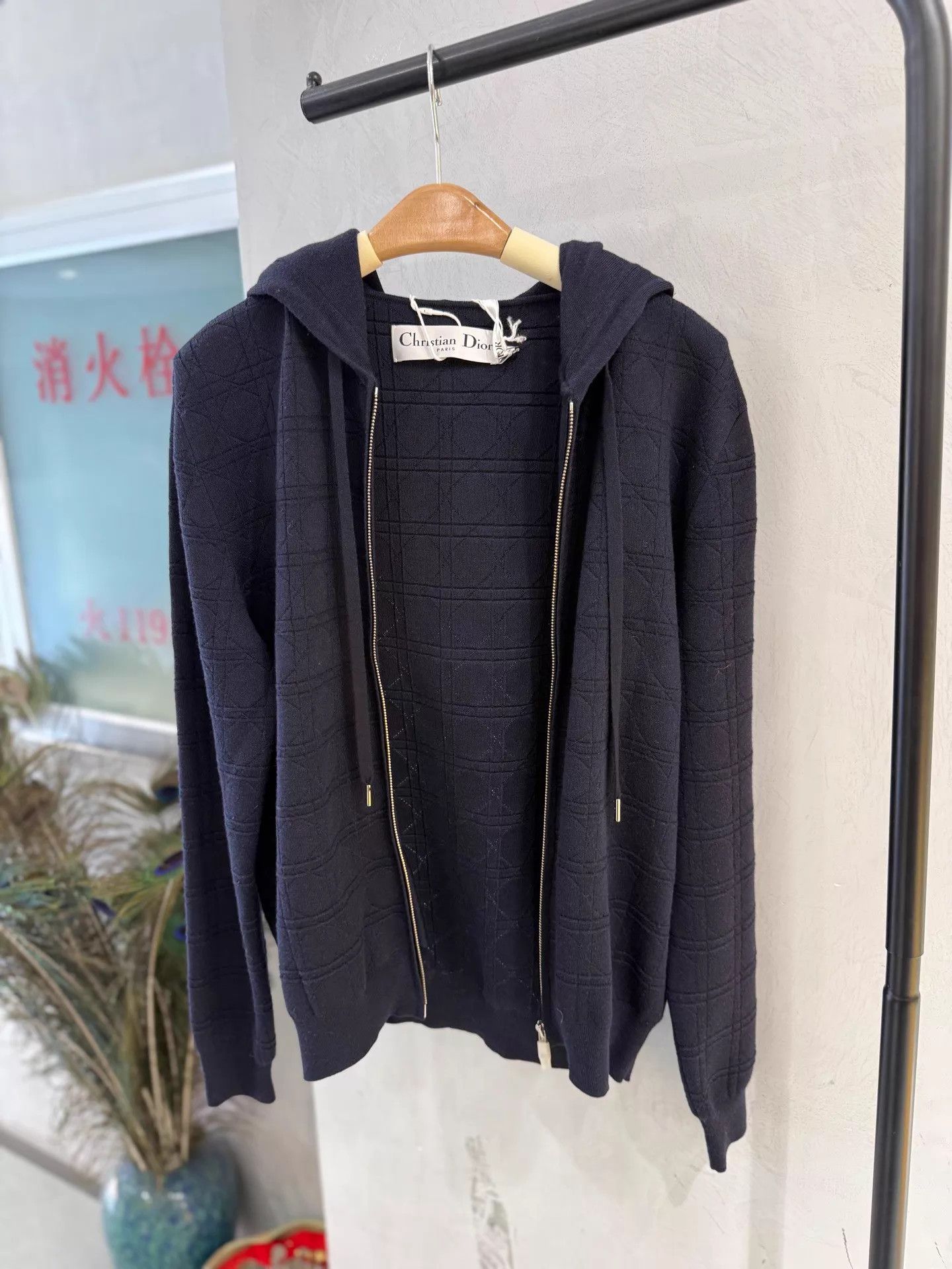 Dior Dior Navy Blue Wool-Silk Hooded Zip Jacket 34 Size XS / US 0-2 / IT 36-38 - 2 Thumbnail