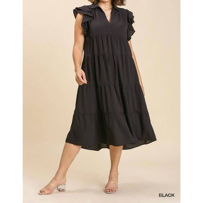 Umgee Full Size Abstract Print Elastic Waist Midi Dress Plus Size main image 0