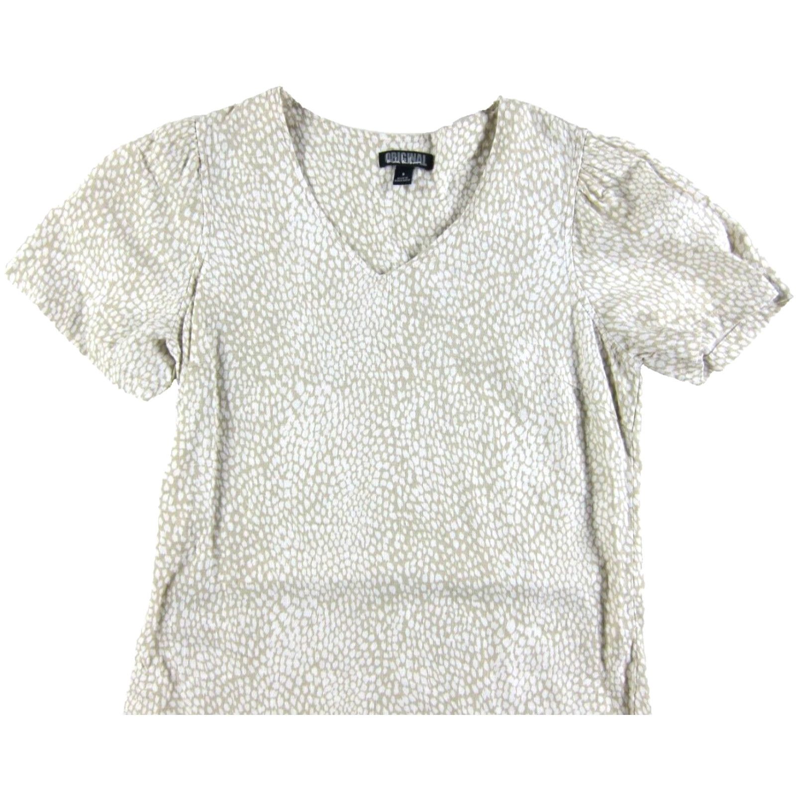 Nicole Miller Nicole Miller Linen Beige Ivory Short Sleeve V-Neck Tunic Shift Dress S - Women's Dress Size 28" / US 6 / IT 42 - 4 Thumbnail