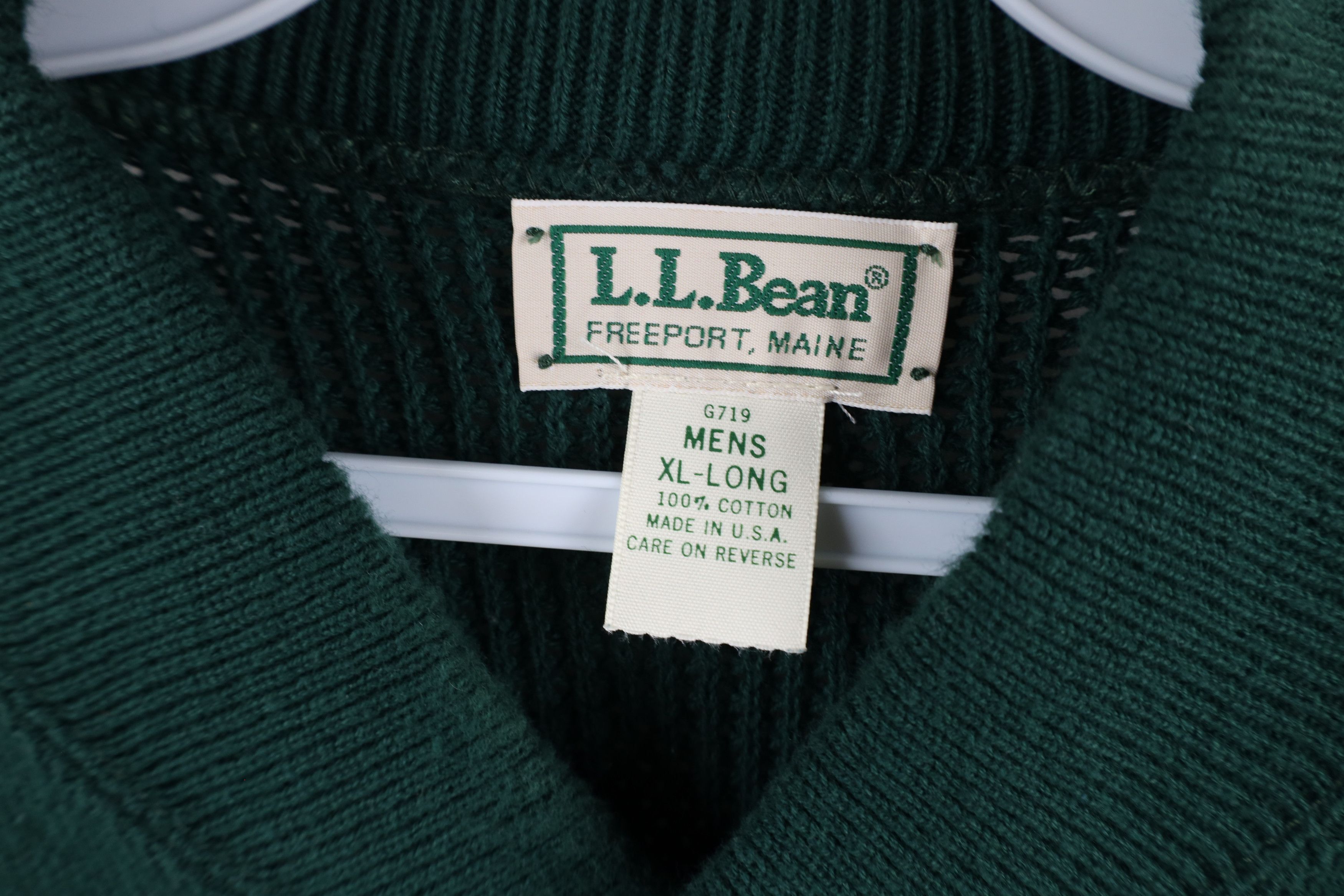 L.L. Bean × Vintage Vintage 90s LL Bean Ribbed Knit Henley Sweater Green USA Size US XL / EU 56 / 4 - 5 Thumbnail