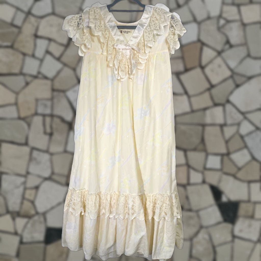 VINTAGE Hua Chyi Womens Floral Lace Trim Sleeping Gown