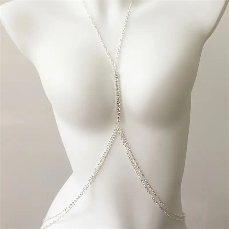 Other Sexy Silver Rhinestone Body Chain Crystal Bikini Jewelry Size ONE SIZE - 5 Thumbnail