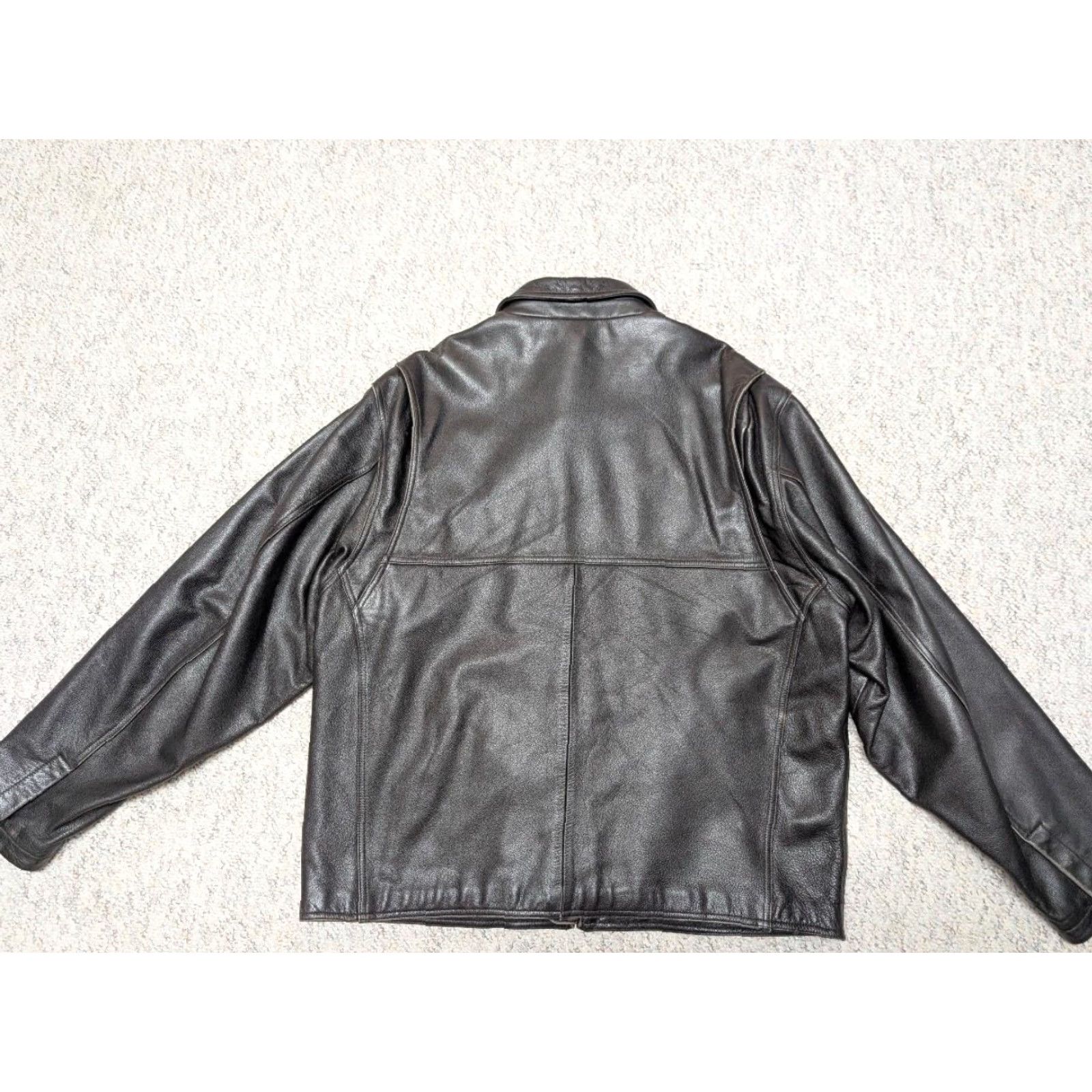 Eddie Bauer VINTAGE Eddie Bauer leather jacket XLT dark brown PATINA motorcycle 48 TALL Mens Leather Jacket 48 in brown XLT tall Size US XL / EU 56 / 4 - 2 Thumbnail