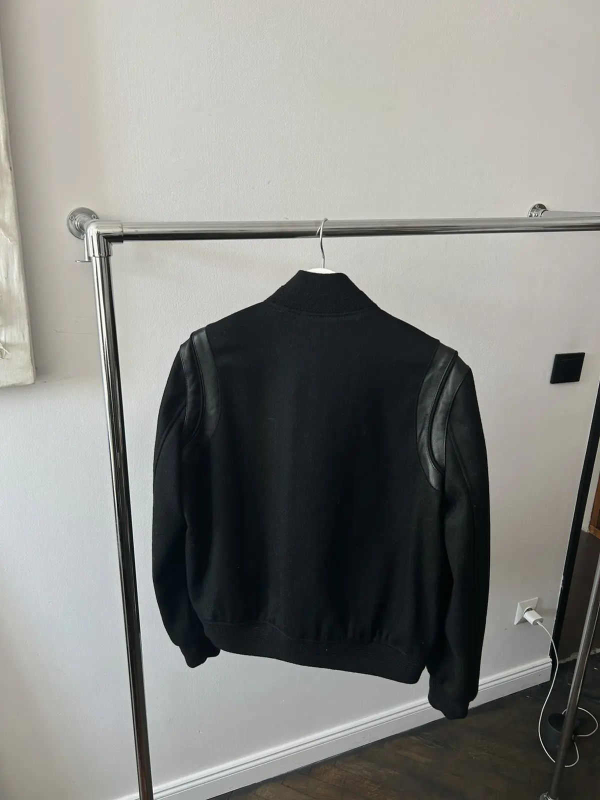 Sz 50 NWT Saint Laurent Teddy Wool Leather Varsity Jacket