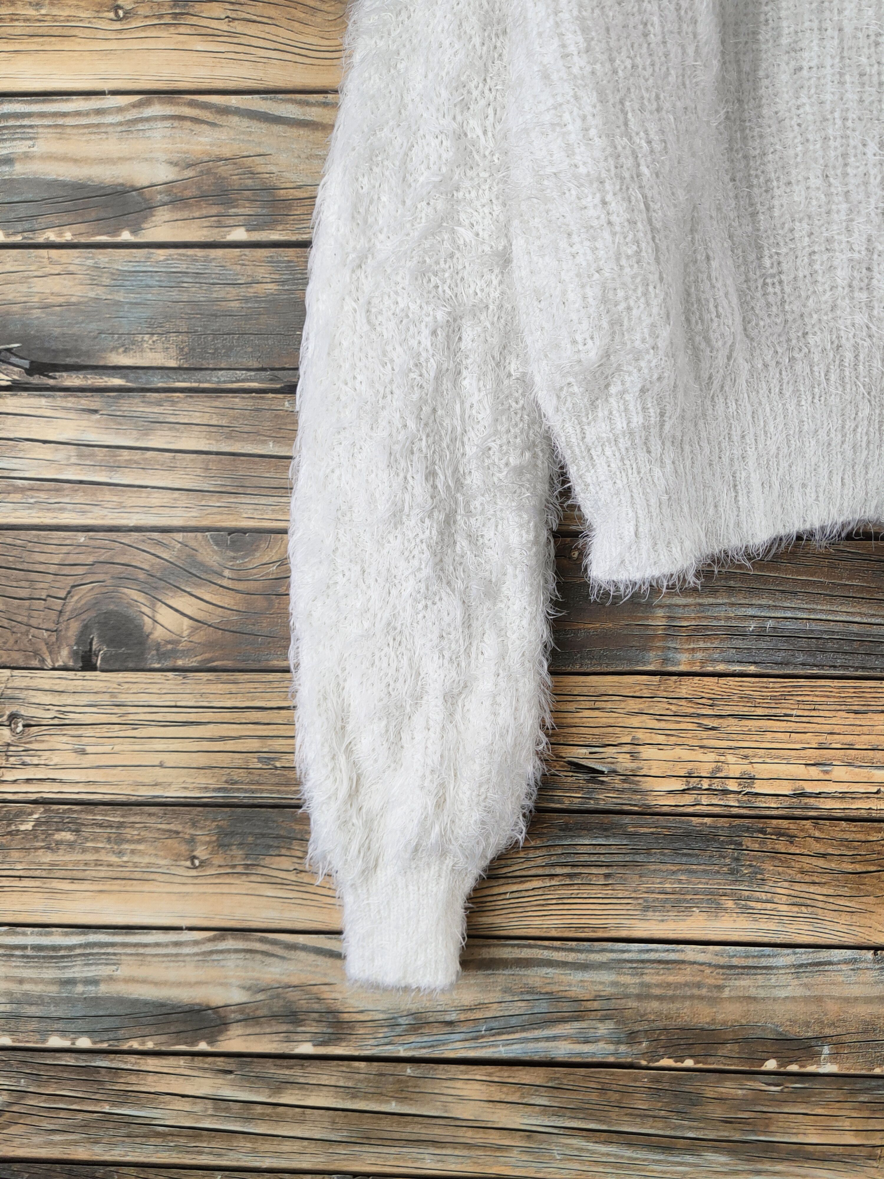 Japanese Brand DL Emsexcite White Fur shaggy Mohair Knitwear #46-1000 Size M / US 6-8 / IT 42-44 - 4 Thumbnail