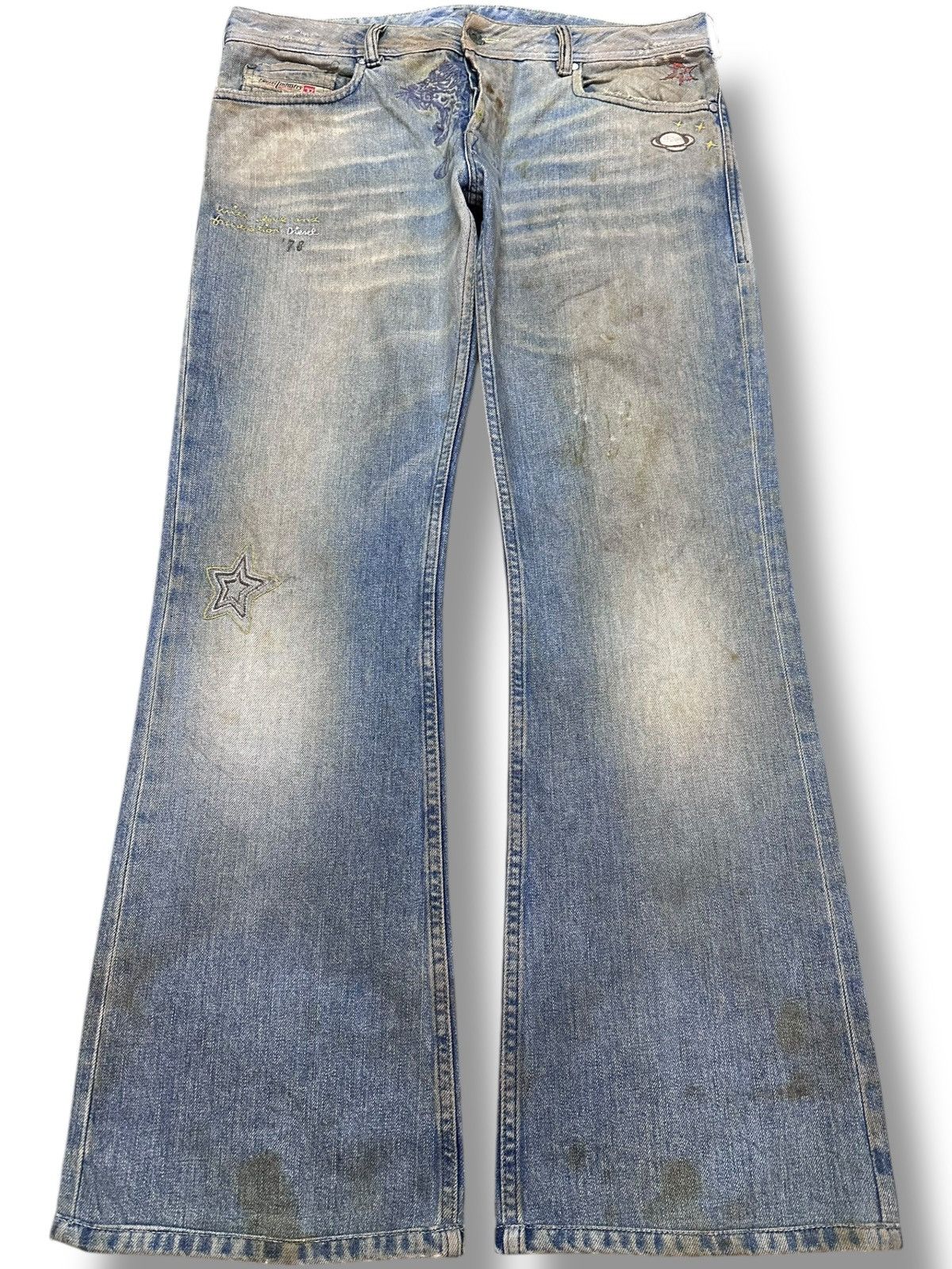 Diesel Vintage Diesel Flare Bootcut Artwork Grunge Denim Size US 35 - 1 Thumbnail