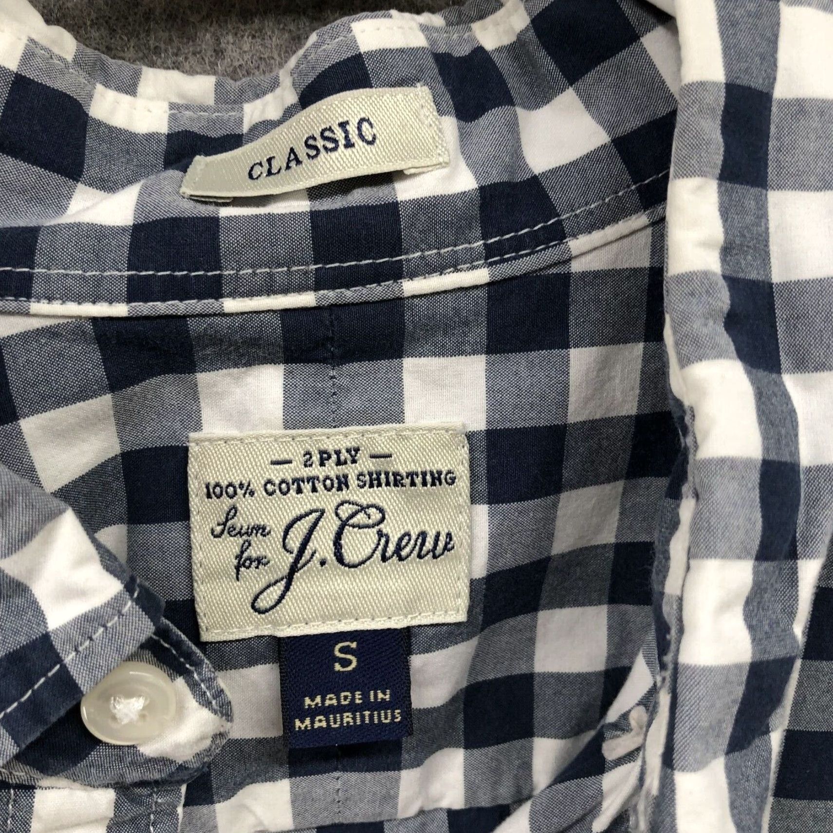 J.Crew J. Crew Shirt Mens S Classic Fit Long Sleeve Button-Down Blue White Gingham 2-Ply Cotton Shirt Size US S / EU 44-46 / 1 - 5 Thumbnail