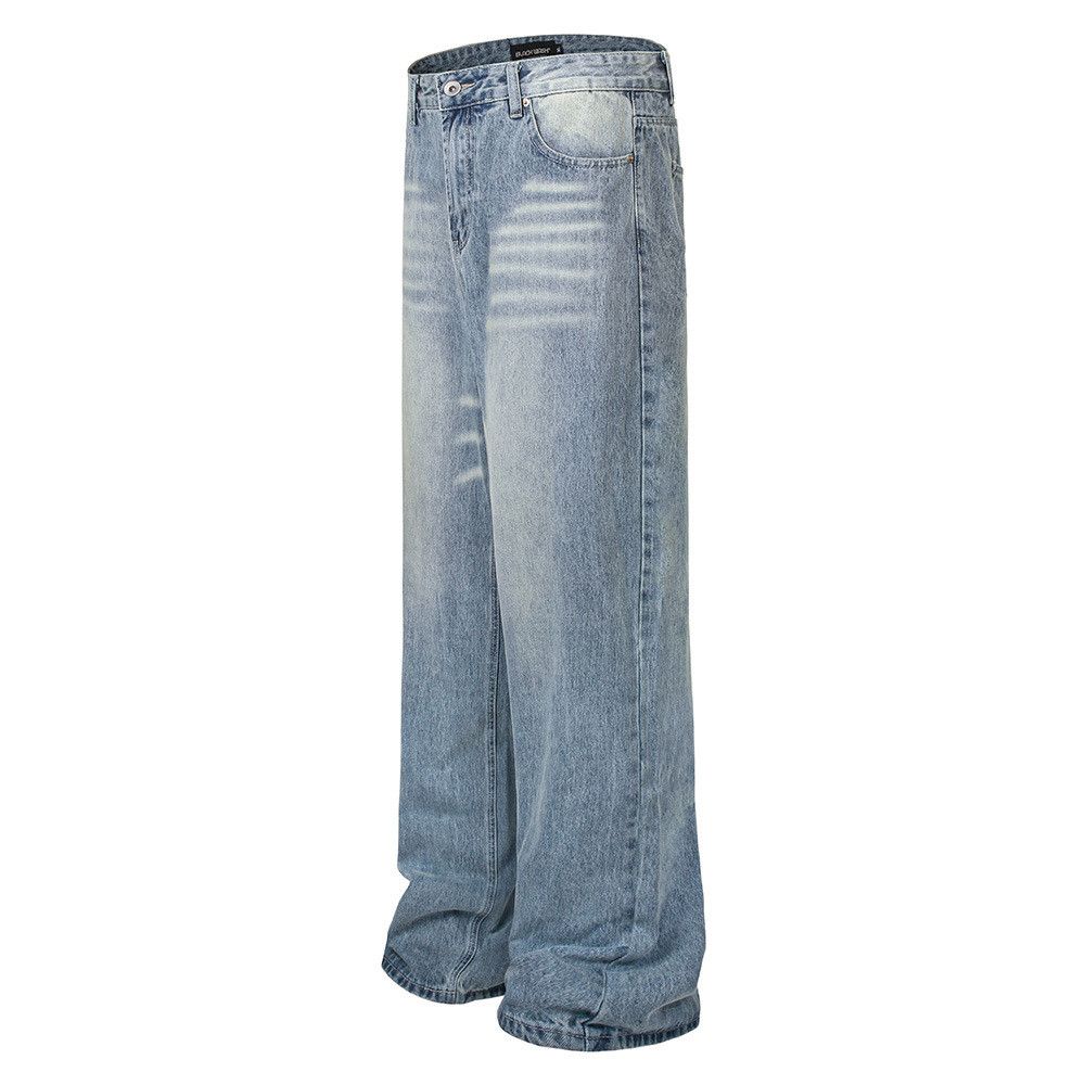 Japanese Brand × Jean Men's street washed retro straight casual distressed jeans Size US 34 / EU 50 - 3 Thumbnail