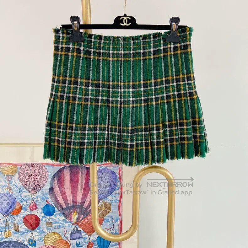 Balenciaga Balenciaga Tartan Pleated Skirt Size 35" - 2 Thumbnail