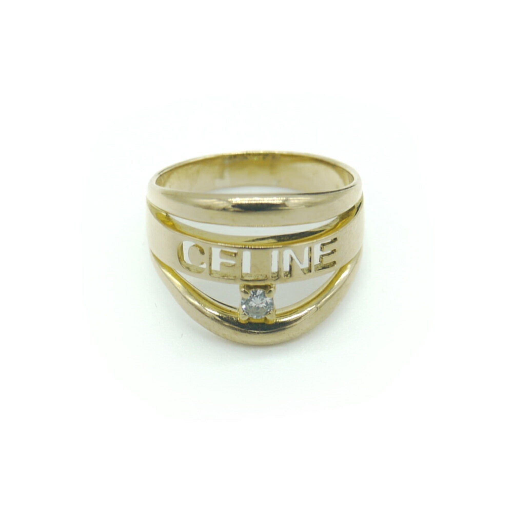 image of Celine K18 Diamond Design Ring 18K Gold No. 16 in Black, Women's