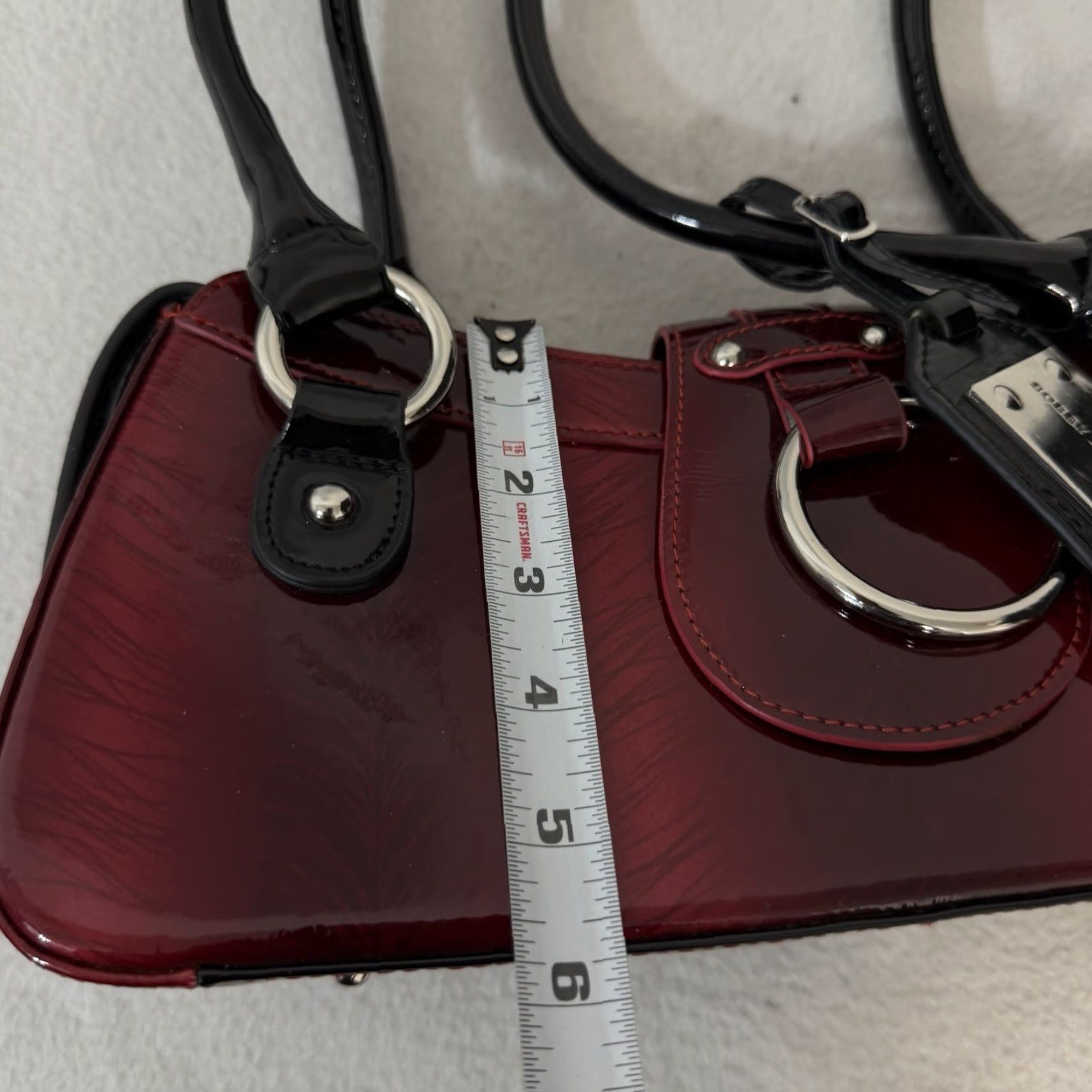 Vintage Bobby Schandra Red Patent Leather Shoulder Bag Purse Designer Small Women XS Zip Magnetic Handbag Size ONE SIZE - 3 Thumbnail