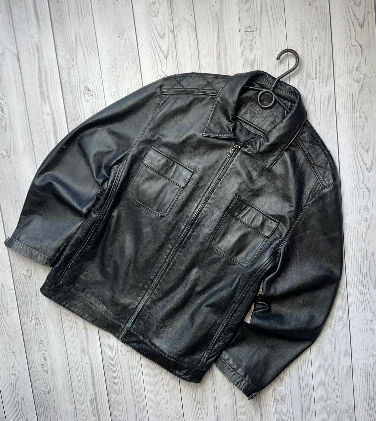 Vintage Giorgio Armani leather jacket size L logo rare